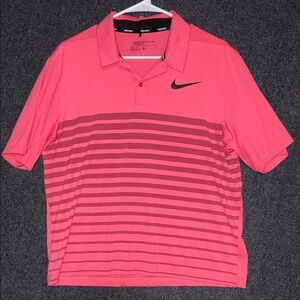Nike Men's Vibrant Pink Striped Polo